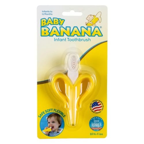 Baby Banana - Cepillo de dientes de plátano amarillo,