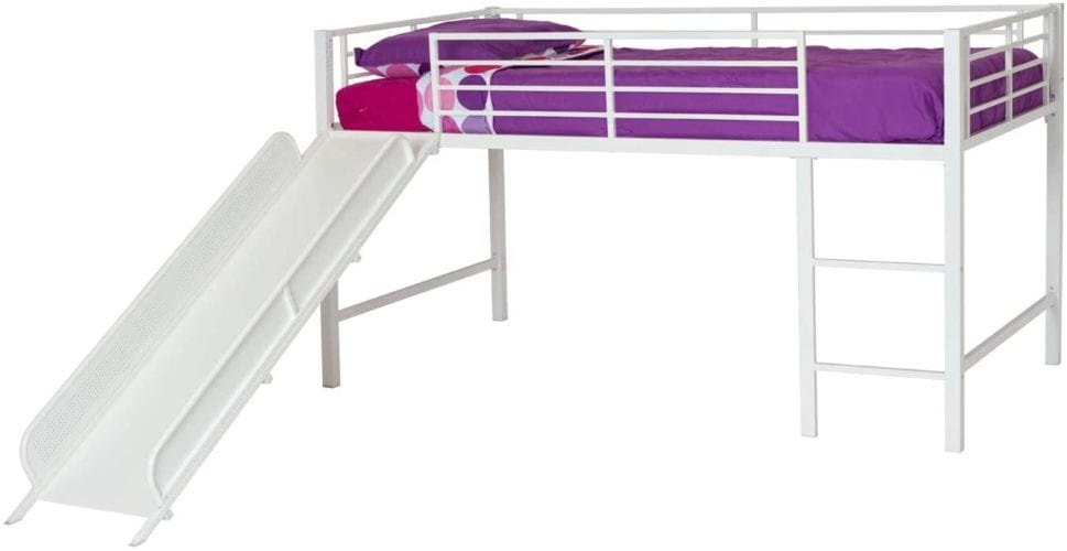 DHP Junior Twin Metal Loft Bed with Slide